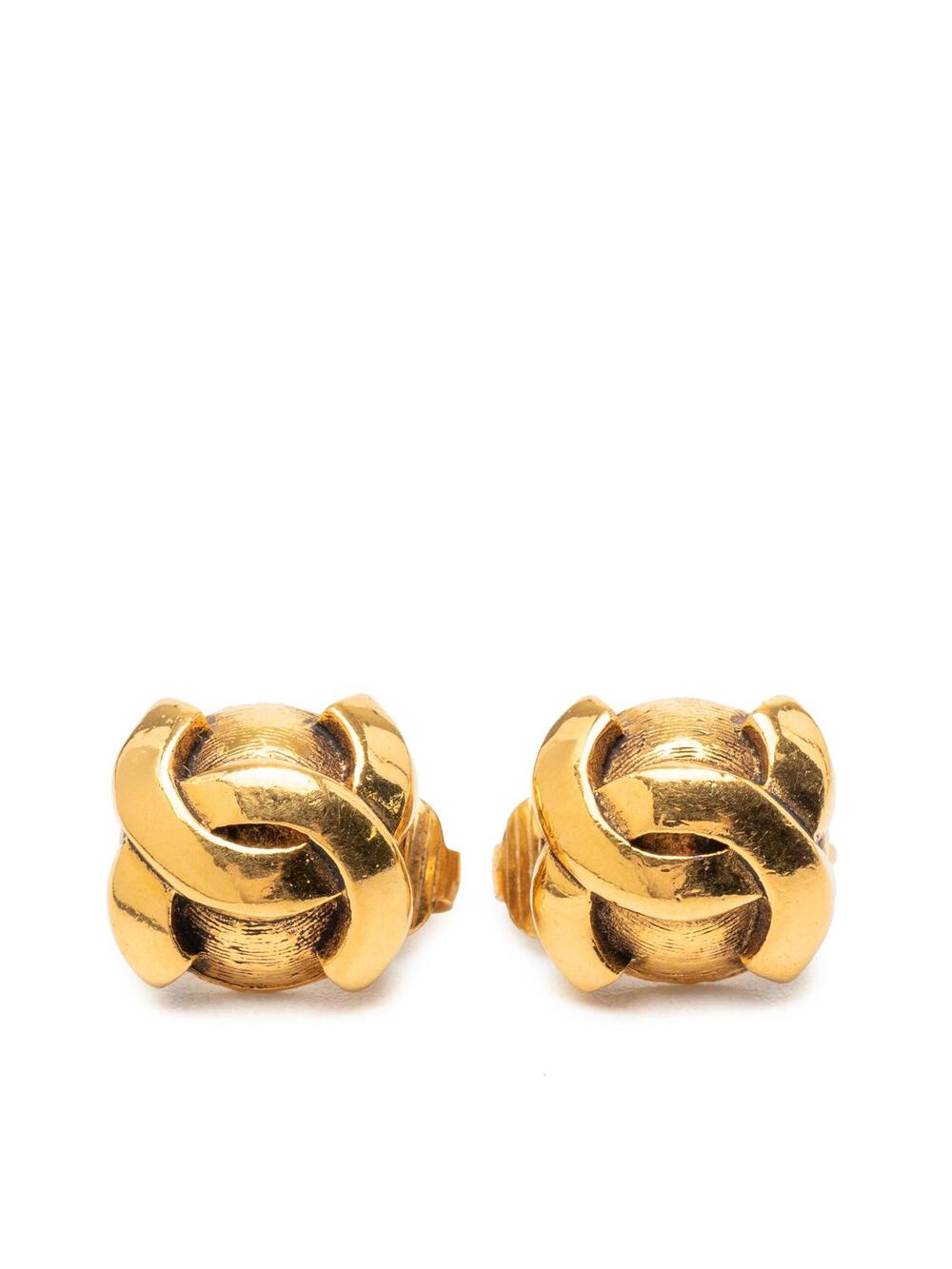 Chanel Cc Gold Plated Round Clip On #364099C50B